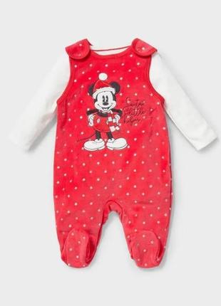 Новогодний костюм c&a. микки маус mickey mouse комплект боди костюмчик ползунки бодик человечек tiny baby first size для маловесных недоношенных