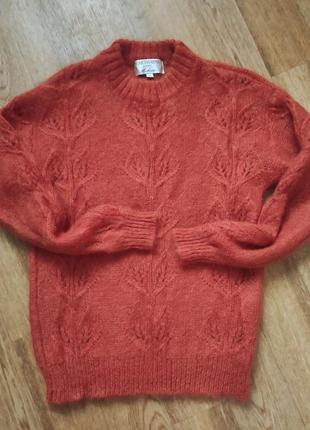 Вязаный мохеровый свитер теплый джемпер с элементами ажурной вязки dear dharma