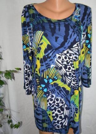 Розпродаж!!!красива блуза-туніка з прикрасою print fusion