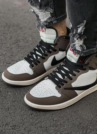 Мужские кроссовки nike air jordan retro 1 high x travis scott 40-41-42-43-44-459 фото