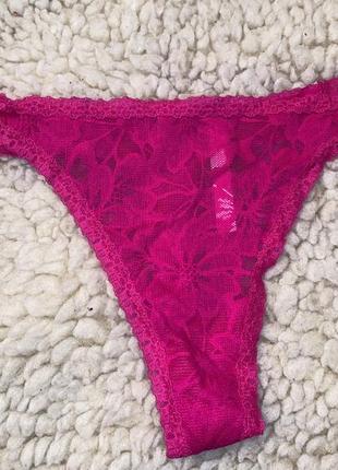 Шикарные гипюровые женские стринги трусики pink victorias secret оригинал