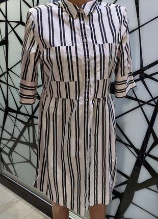 Платье рубашка в полоску черно-белое clockhouse 44-46