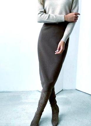 Вовняна спідниця  колір мокко/тауп