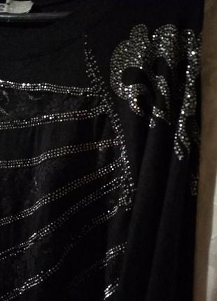 Чёрная блузка с ажурными вставками5 фото