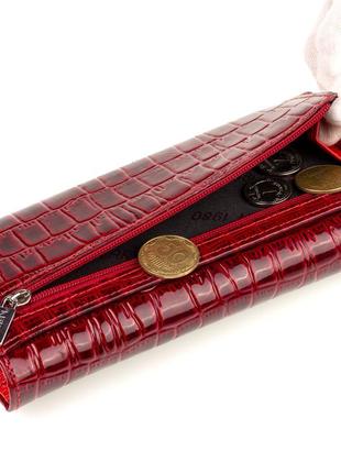 Жіночий гаманець шкіряний karya 1101-08 червоний лаковий5 фото