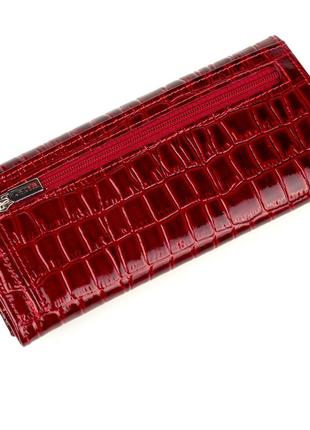 Жіночий гаманець шкіряний karya 1101-08 червоний лаковий4 фото
