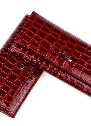 Женский кошелек кожаный karya 1101-08 красный лаковый2 фото