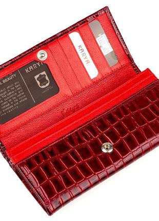 Женский кошелек кожаный karya 1101-08 красный лаковый6 фото