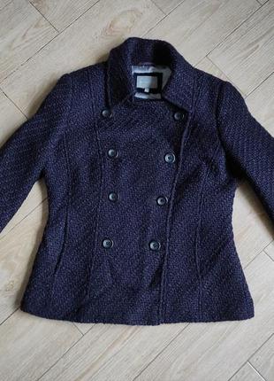 Курточка женская жакет теплое пальто короткое per una peruna фиолетовый пиджак3 фото