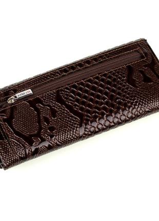 Женский кошелек кожаный karya 1101-015 коричневый лаковый4 фото