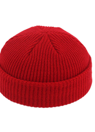Шапка шапочка докер біні з заворотом чоловіча жіноча унісекс червона якісна нова3 фото