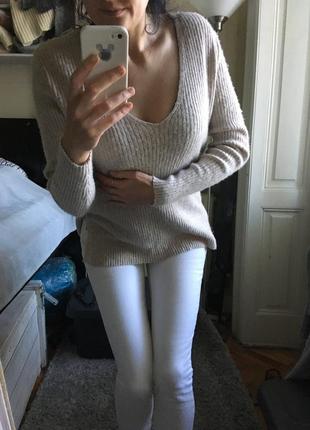 Шерстяной свитер альпака вискоза шерсть в рубчик topshop 10-12-14