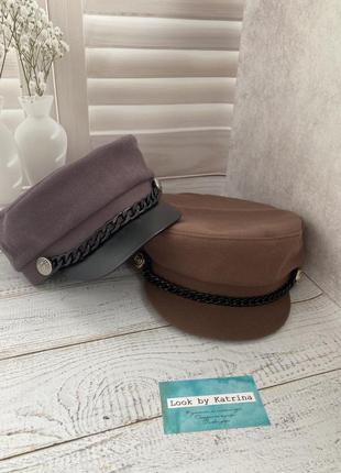 Тёплое кепи с флисом коричневое шоколад