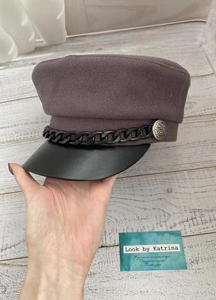 Тёплое кепи с флисом коричневое шоколад