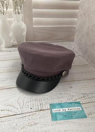 Тёплое кепи с флисом коричневое шоколад