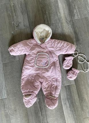 Комбінезон теплий дитячий 3-6 місяців з рукавичками