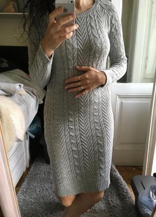 Платье миди в косы шерсть в составе 10-12 размер теплое