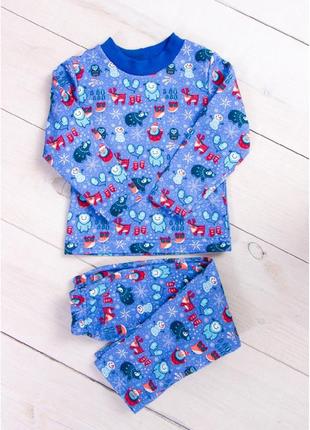 Пижама детская (кофта, брюки) с начесом зимний рисунок1 фото