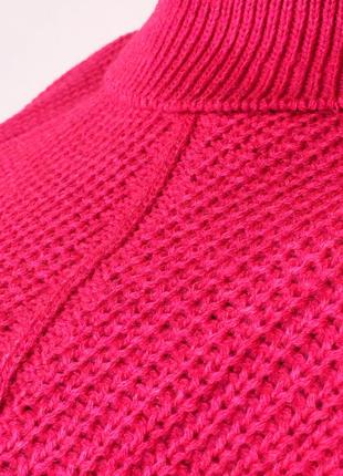 Жіночий теплий в'язаний малиновий светр під горло (різні кольори)4 фото
