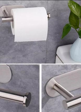 Тримач для туалетного папіру самоклеючий металевий держатель туалетной бумаги4 фото