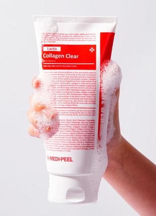 Тестер очищающая пенка для умывания с коллагеном medi-peel red lacto collagen clear sample2 фото