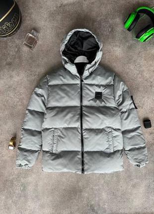 Серая зимняя курточка stone island / серая зимняя курточка стон айленд3 фото