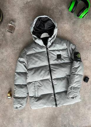 Серая зимняя курточка stone island / серая зимняя курточка стон айленд2 фото