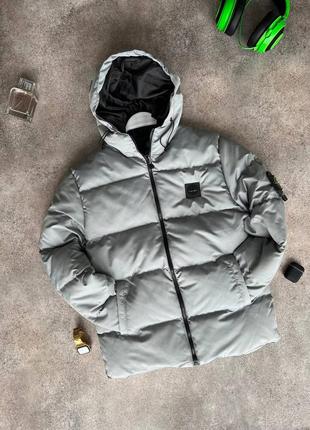 Серая зимняя курточка stone island / серая зимняя курточка стон айленд5 фото