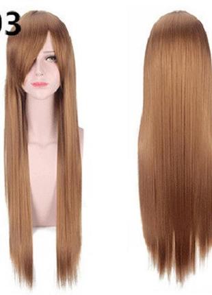 Шикарный парик 80см длинные прямые густые волосы аниме коричневый 001-3