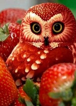 Алмазна вишивка. картина на підрамнику "полуничний сюрприз", 20х30 см, квадратні стрази