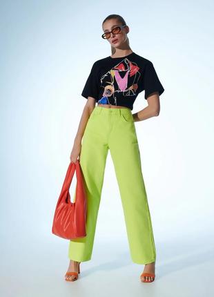 Крутые прямые джинсы желтого неонового цвета  джинси штани