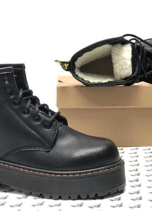 Зимние ботинки dr martens jadon black с мехом2 фото
