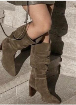 Чоботи з натурального замшу zara