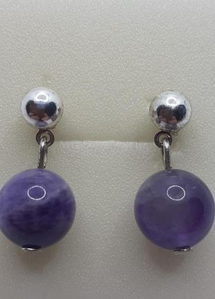 Серьги гвоздики аметист бижутерия