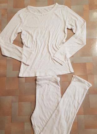 Красивый ажурный термо комплект, пижама primark 12-13 лет цвет белый3 фото