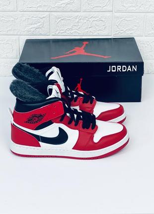 Мужские зимние кроссовки nike jordan retro 1 кросовки найк джордан ретро красные