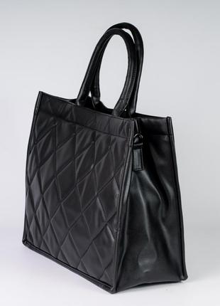 Черная деловая женская сумка для ноутбука документов а4 молодежная модная сумочка саквояж2 фото