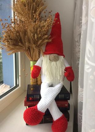 Скандинавський гном новорічний декор іграшка ручна робота7 фото