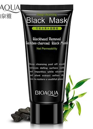 Черная маска пленка с бамбуковым углем bioaqua black mask (60г)