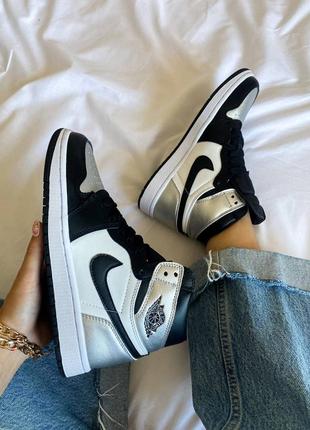 Кросівки nike air jordan 1 retro high silver toe6 фото