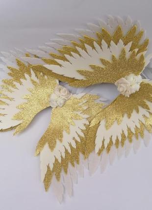 Крылья ангела белые золотые крылья айвори украшение молочные крылья ангела2 фото