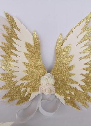 Крылья ангела белые золотые крылья айвори украшение молочные крылья ангела10 фото