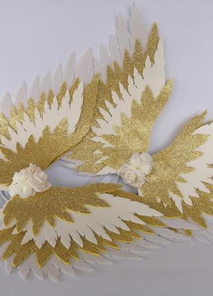 Крылья ангела белые золотые крылья айвори украшение молочные крылья ангела4 фото