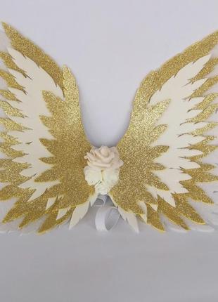 Крылья ангела белые золотые крылья айвори украшение молочные крылья ангела5 фото