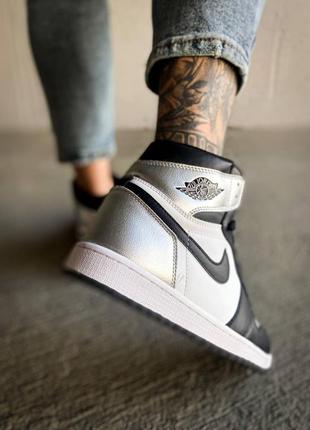 Кросівки nike air jordan 1 retro high silver toe7 фото