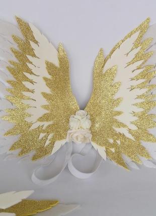 Крылья ангела  золотые  крила айвори украшение молочные крила янгола8 фото