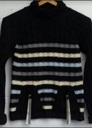 Теплый свитерок, гольф в полоску