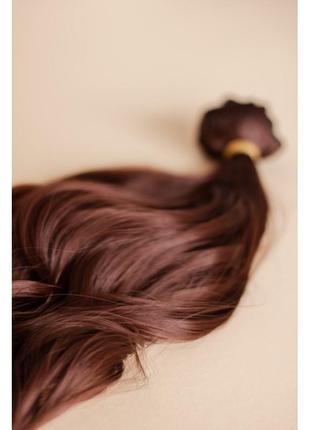 Накладне хвилясте каштанове волосся на заколках комплект трес2 фото