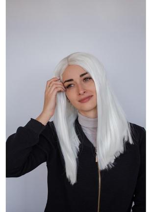 Перука біла пряме волосся фібра