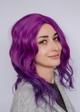 Фіолетова перука колорування імітація росту волосся2 фото